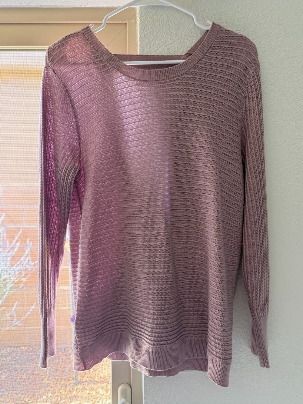 Ribbed Knit Crewneck Sweater - Lilac